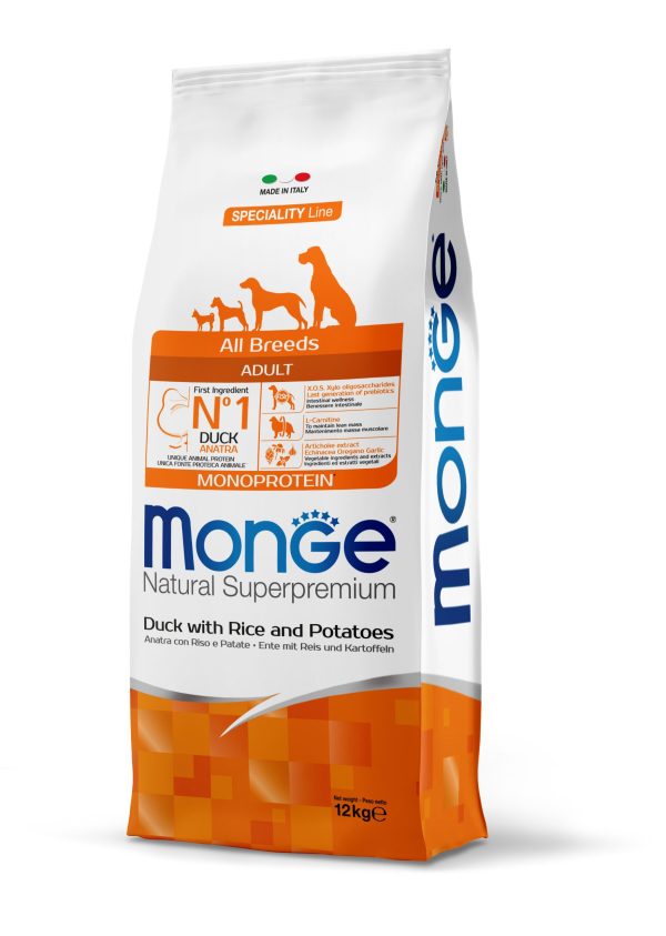 ALL BREEDS ADULT MONO DUCK_DX_12kg_8009470011136 Monge Perros Monoprotein Duck 12 Kg