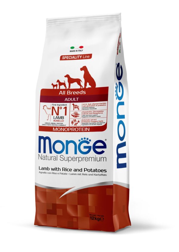 ALL BREEDS ADULT MONO LAMB_DX_12kg_8009470011327 Monge Perros Monoprotein Lamb 12 Kg