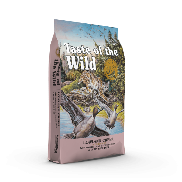 TOWi_LowlandCreek_BagFrontAngle Taste of the Wild Gatos Lowland Creek Roasted Fowl 2 Kg
