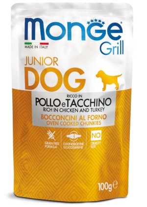 monge_cane_umido_grill_bocconcini_jelly_pollo_e_tacchino_junior_ITA Monge Grill Perros Pouch Junior Chicken & Turkey 100 gr