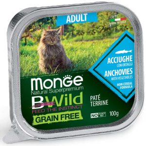 Monge Bwild Gatos Adulto Pate Anchovies & Vegetables 100 gr