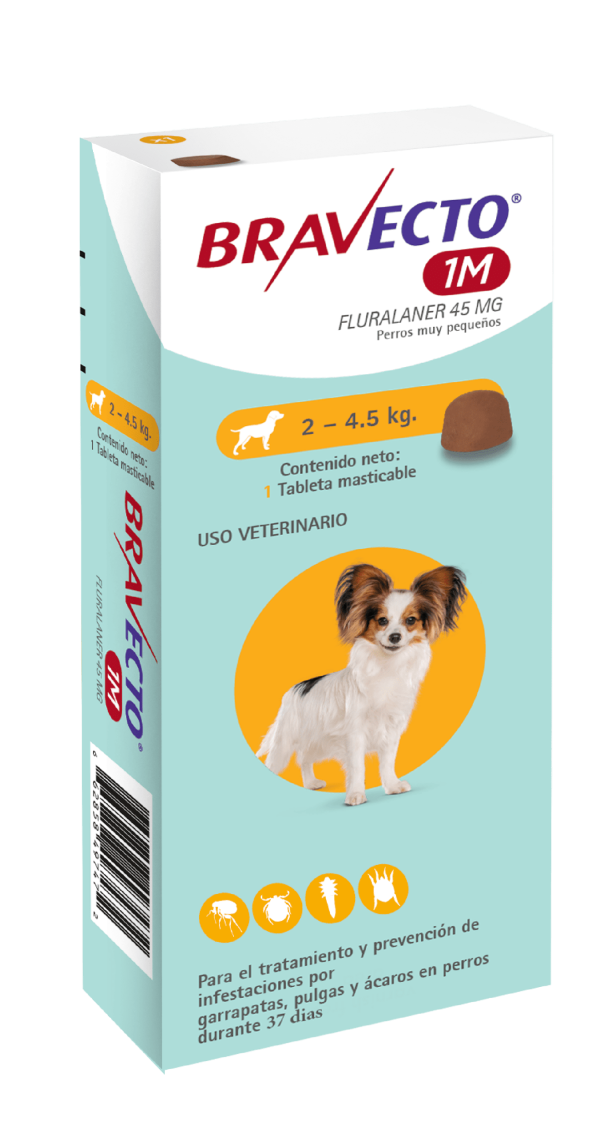 Bravecto Antipulgas 2-4,5 Bravecto 112.5MG 1x1 Tab 2 a 4.5 KG